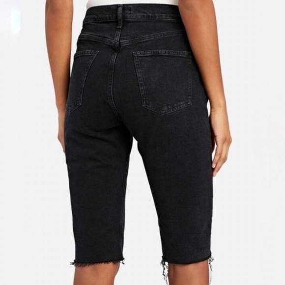 Agolde Carrie Long Length Bermuda Denim Cutoff Shorts In Stunner Size 28 - Picture 11 of 11